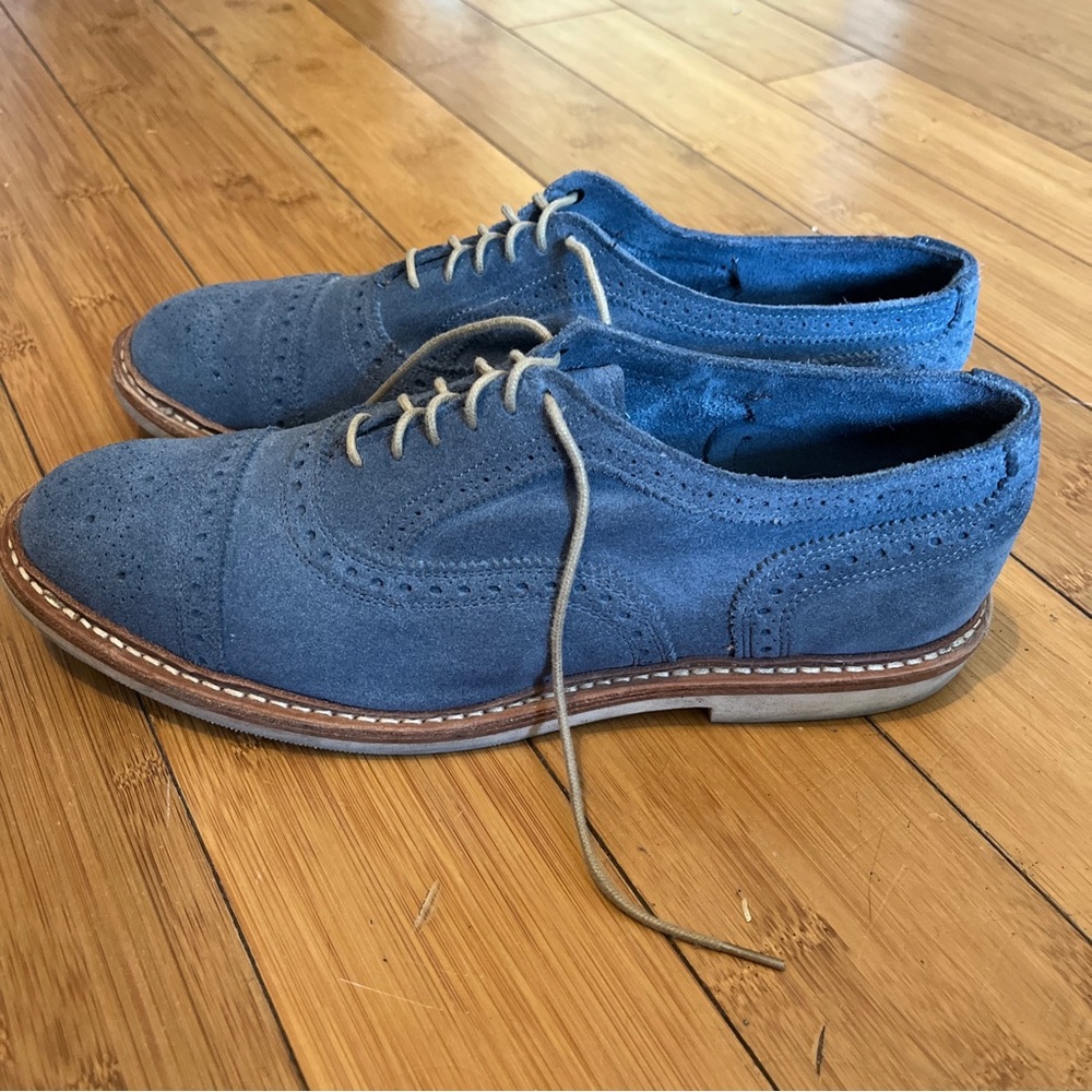 Allen Edmonds Strandmok 2.0 Brogue Men’s 9 Blue Suede Leather